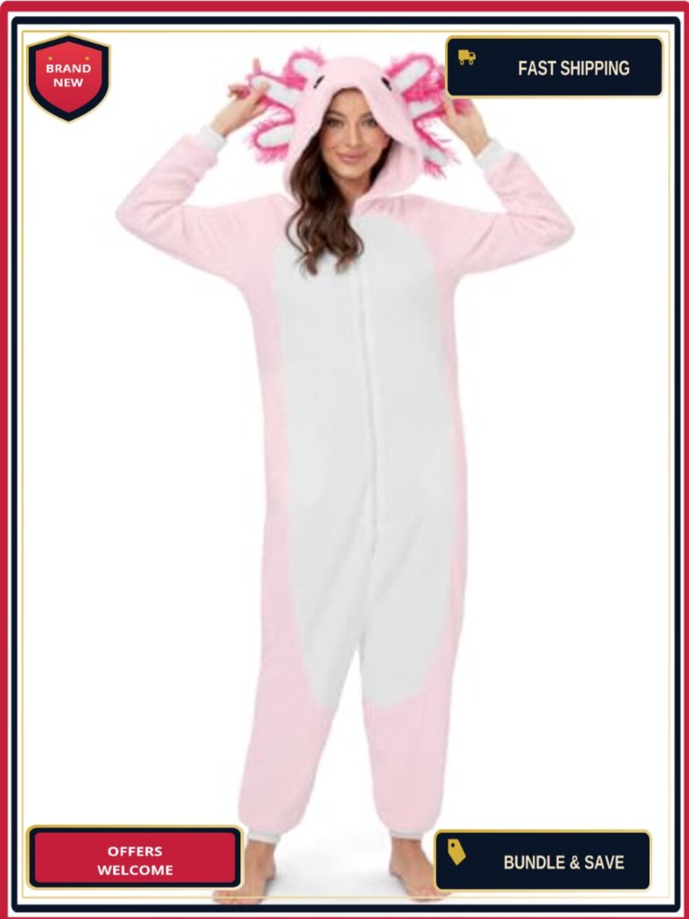 Sherpa Fleece Plush Animal Hooded One-Piece Pajamas Halloween Costume